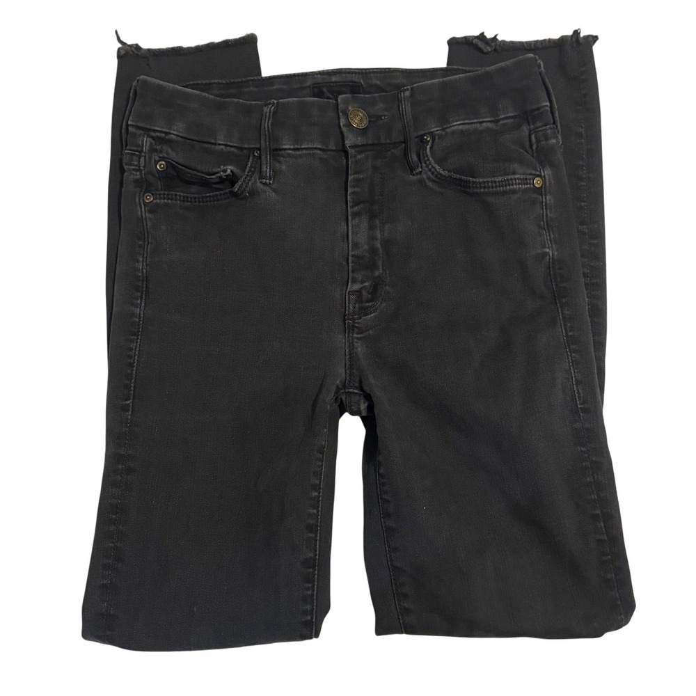 MOTHER Size 25 Mid Rise Dazzler Black Frayed Ankle Jeans Grunge Punk Distressed